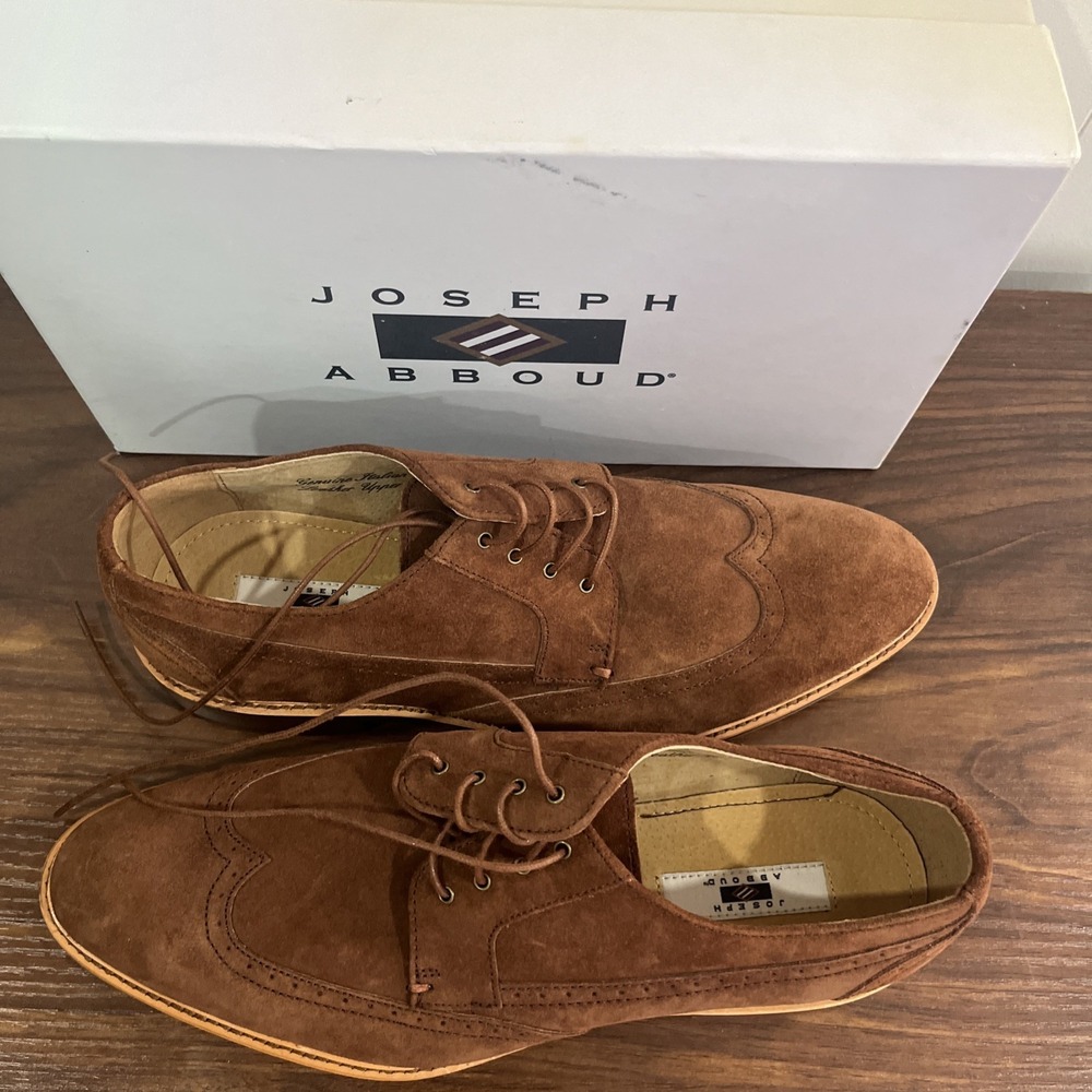MENS Joseph Abboud Hybrid Wingtip Brown Suede Oxfords Size 9 D